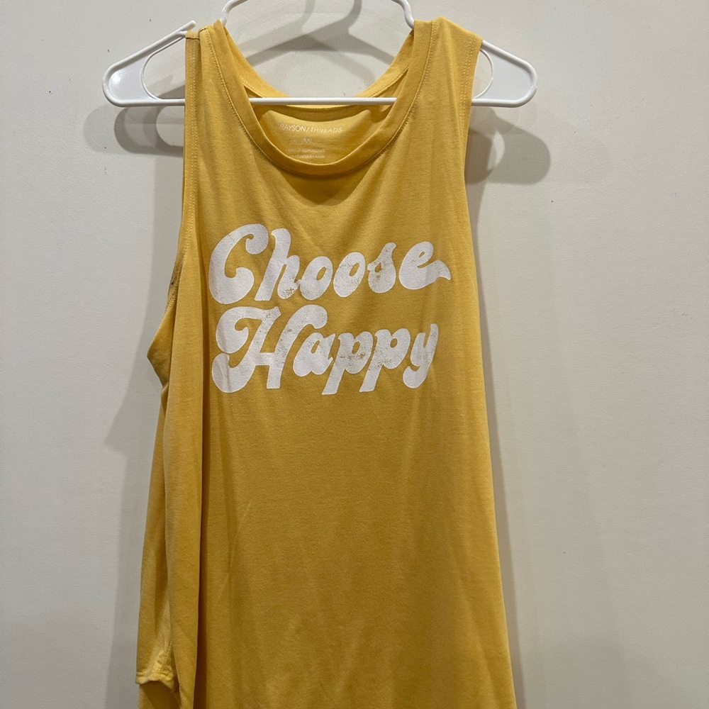 Grayson Threads Mustard Muscle Tee with 'Choose Happy' Print